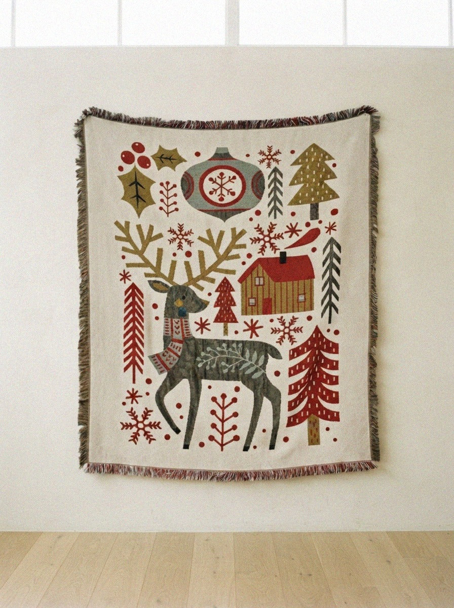 Evil Eye Cotton Throw Blanket - deer