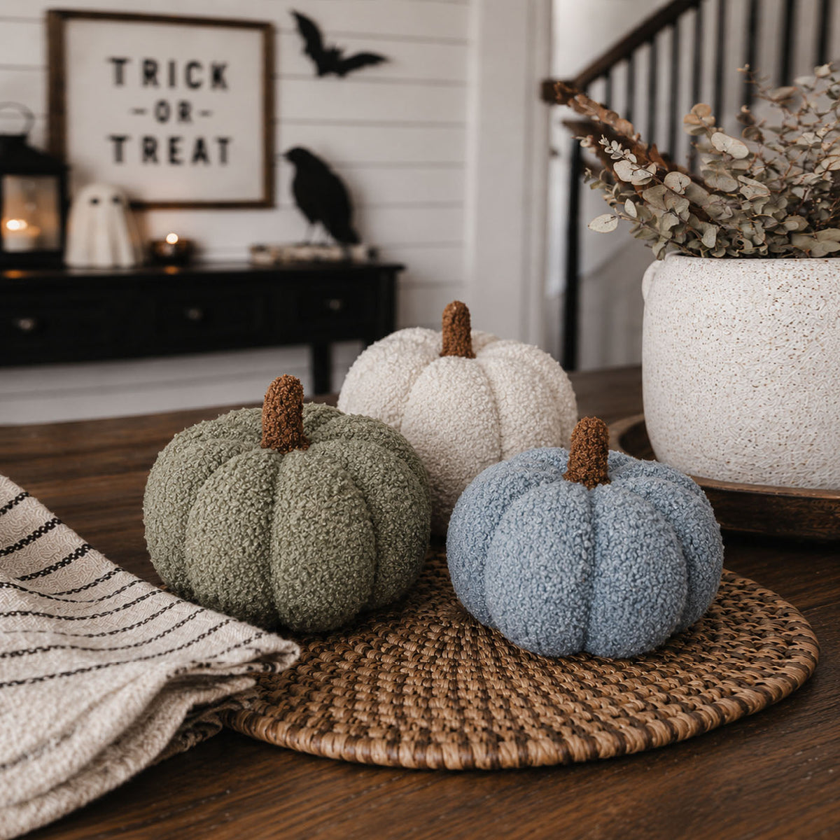Plush Bouclé Pumpkin Pillow