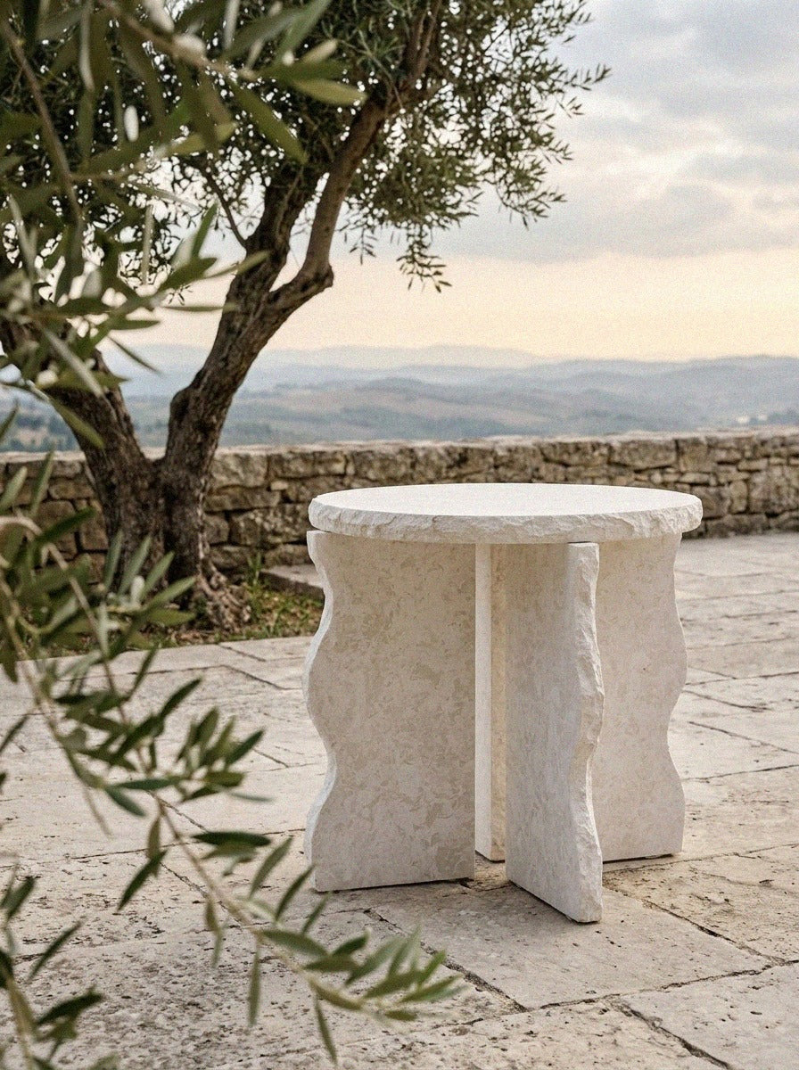Fossil Limestone End Table