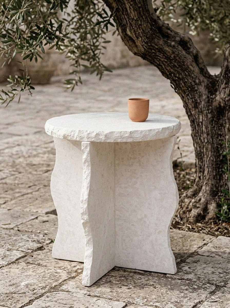 Fossil Limestone End Table