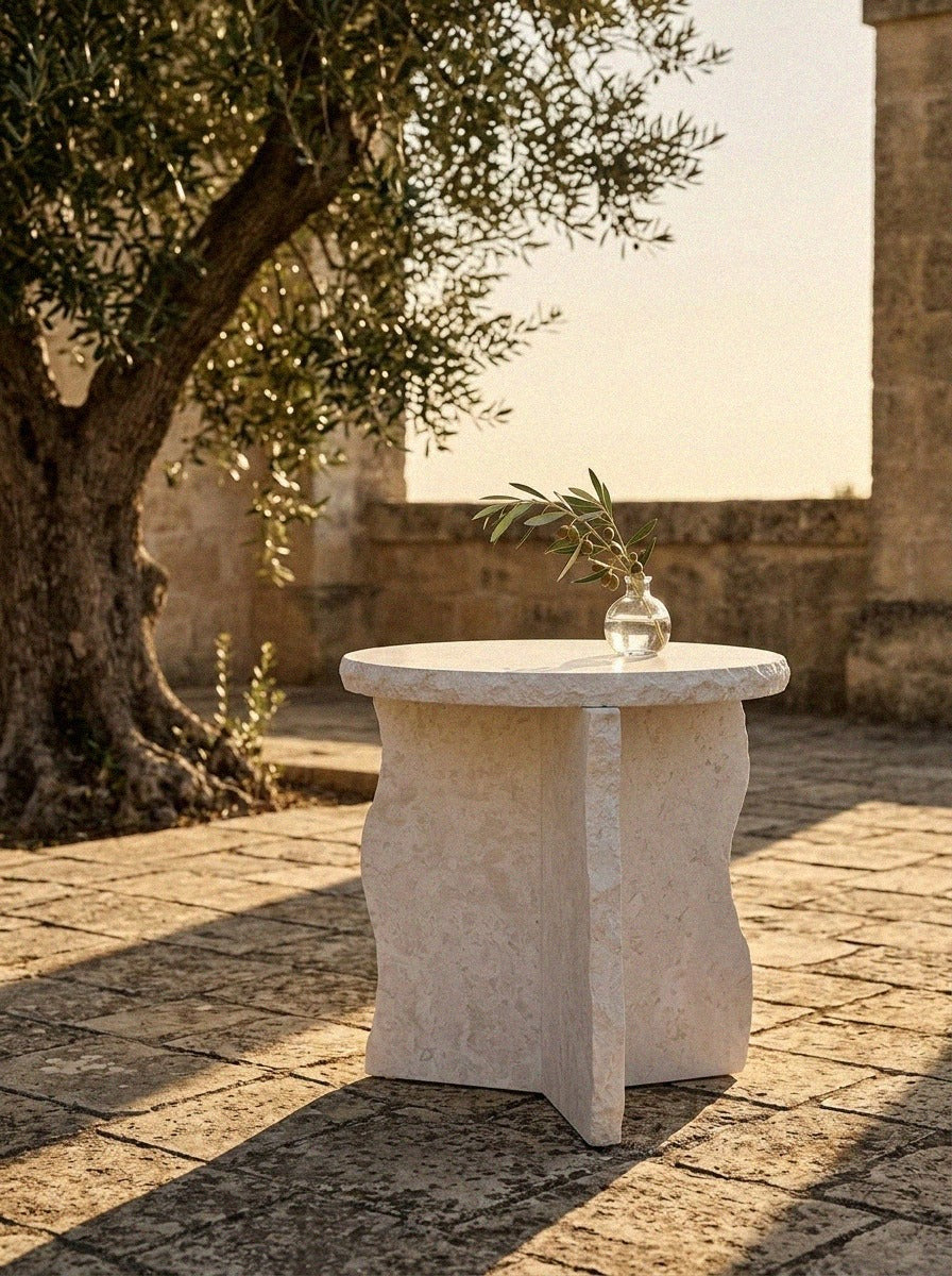 Fossil Limestone End Table