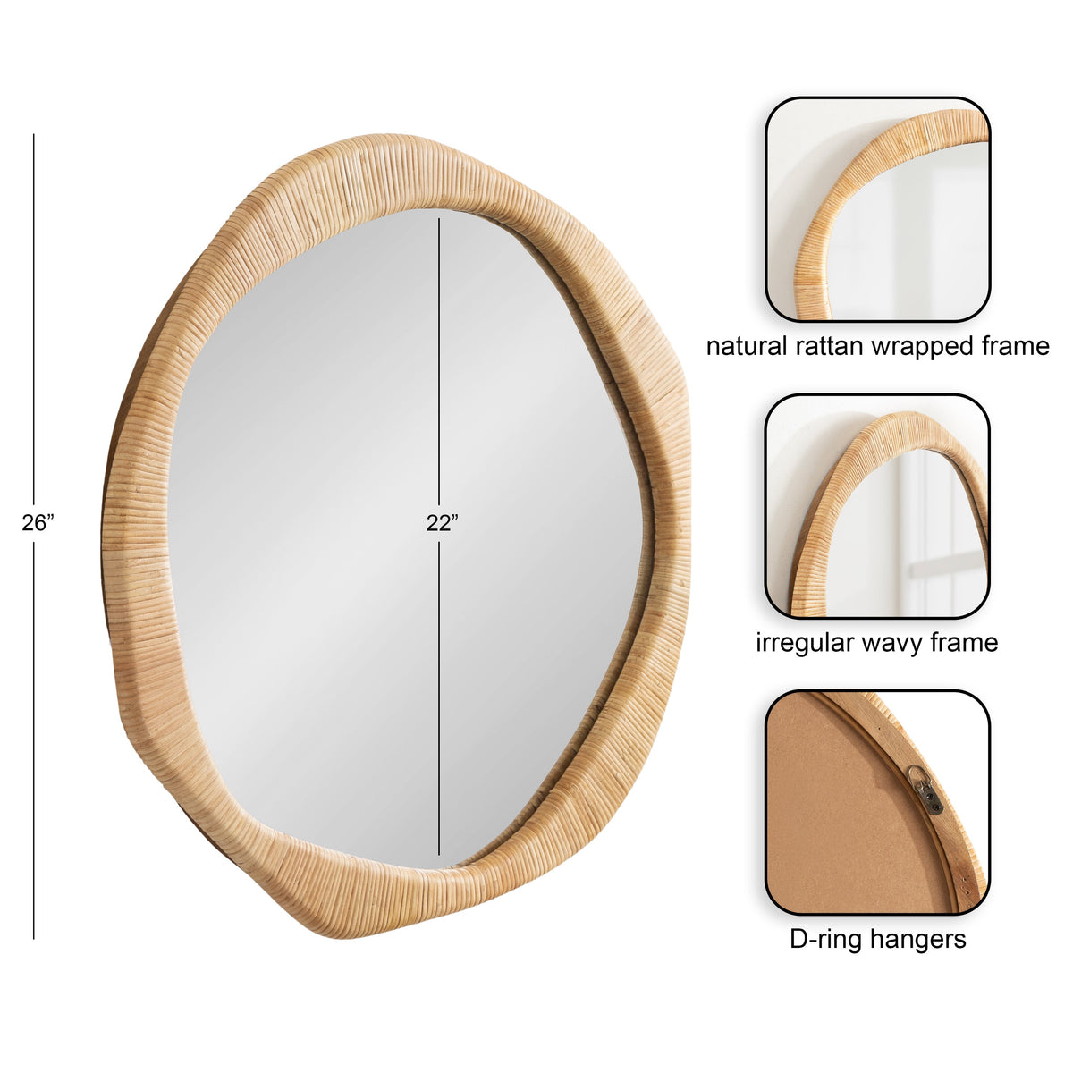 Rahfy Rattan Round Wall Mirror
