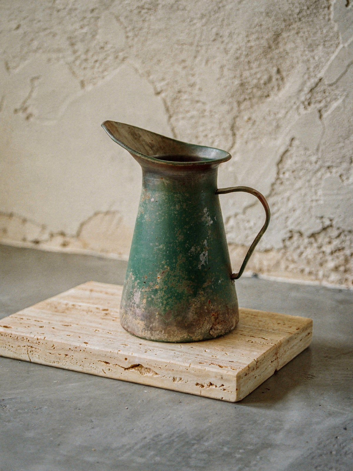 Distressed Green Garden Pitcher