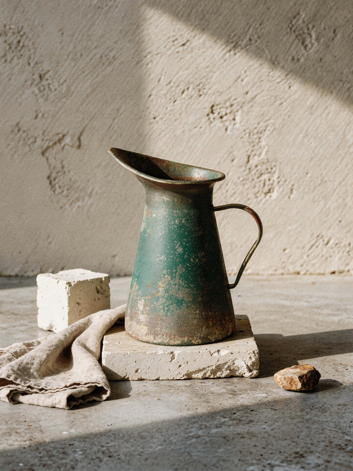 Distressed Green Garden Pitcher