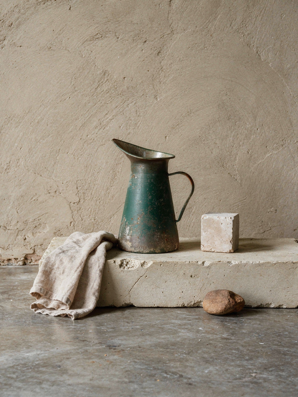Distressed Green Garden Pitcher