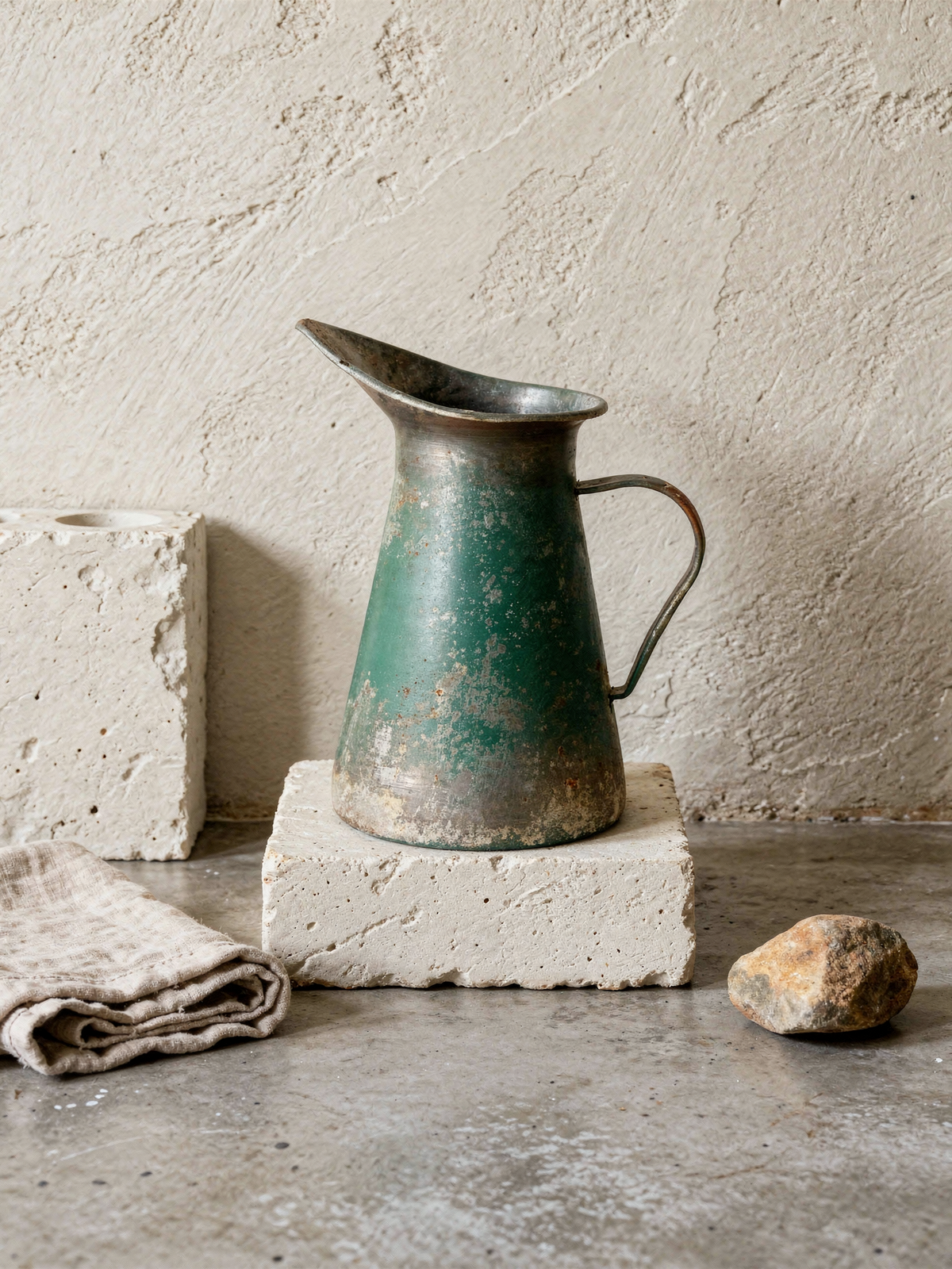 Distressed Green Garden Pitcher