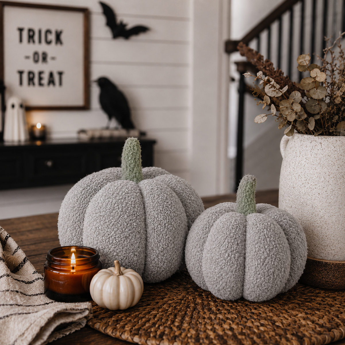 Plush Bouclé Pumpkin Pillow
