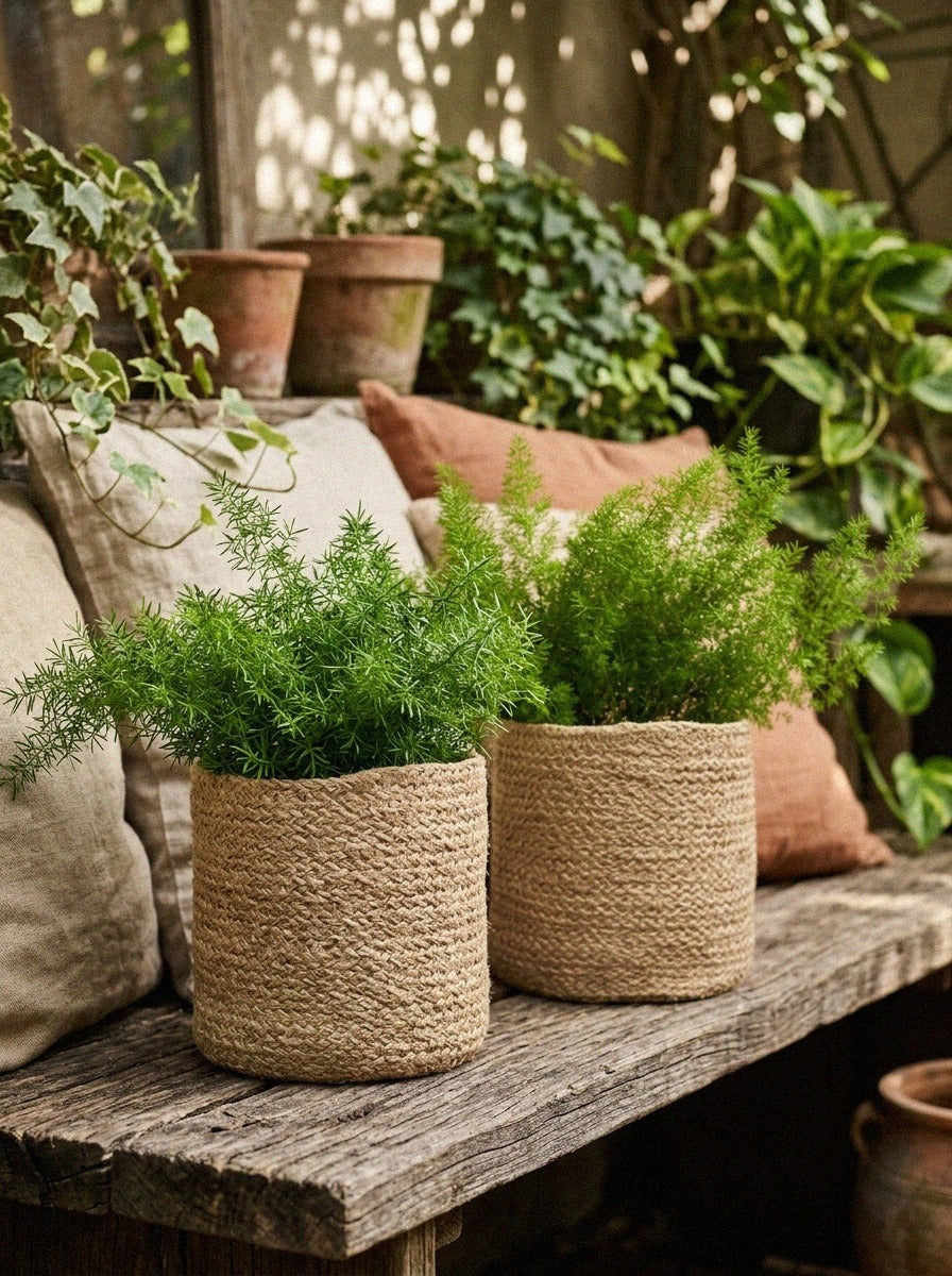 Woven Jute Planter Baskets, Set of 2