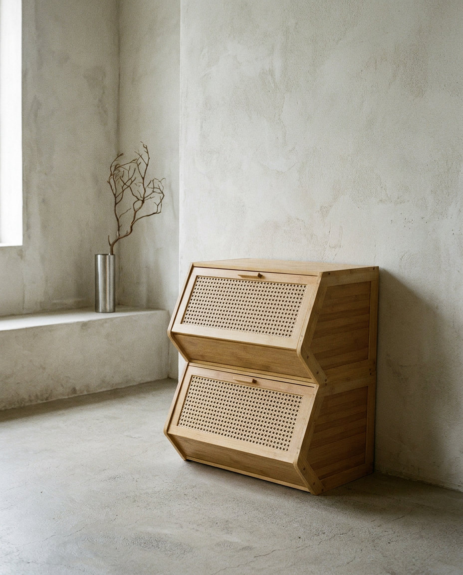 Narrow Bamboo Shoe Cabinet