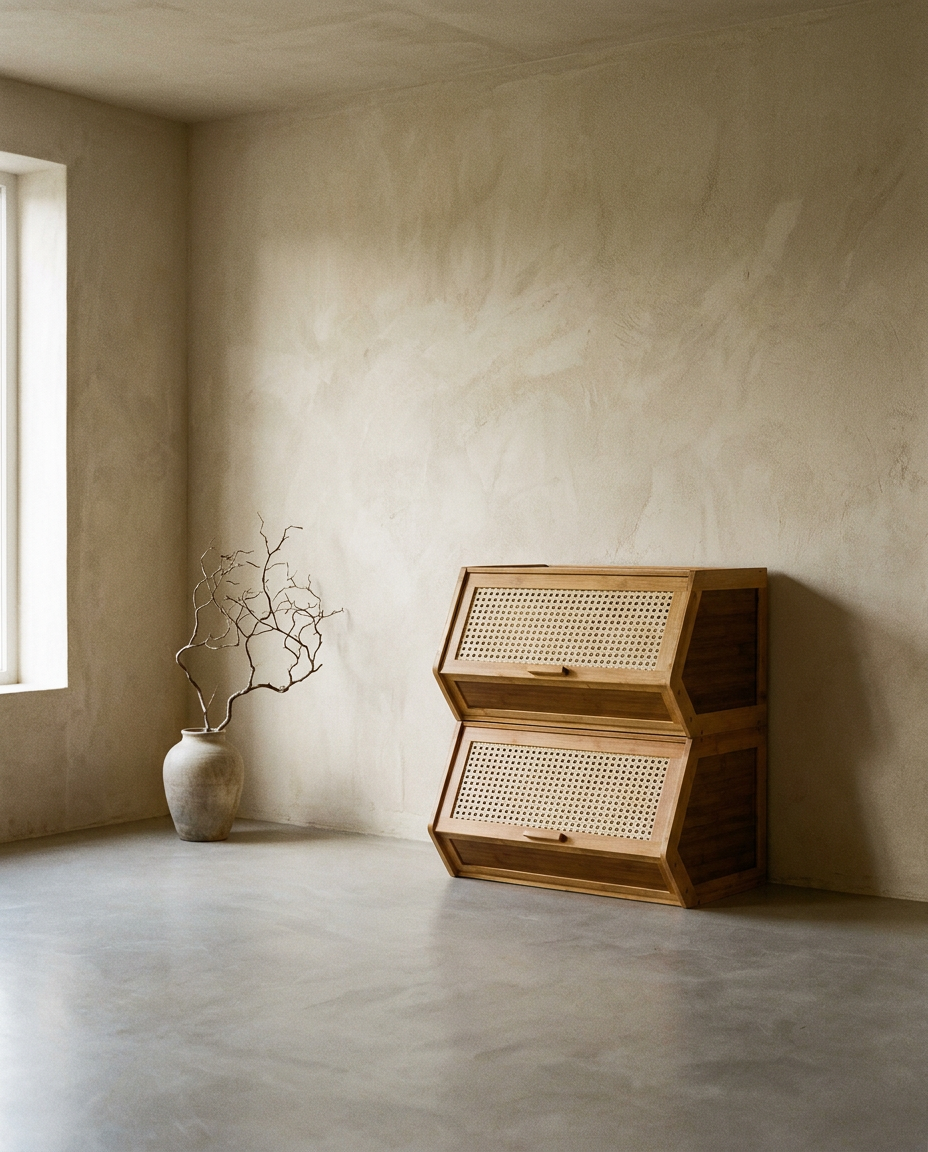 Narrow Bamboo Shoe Cabinet