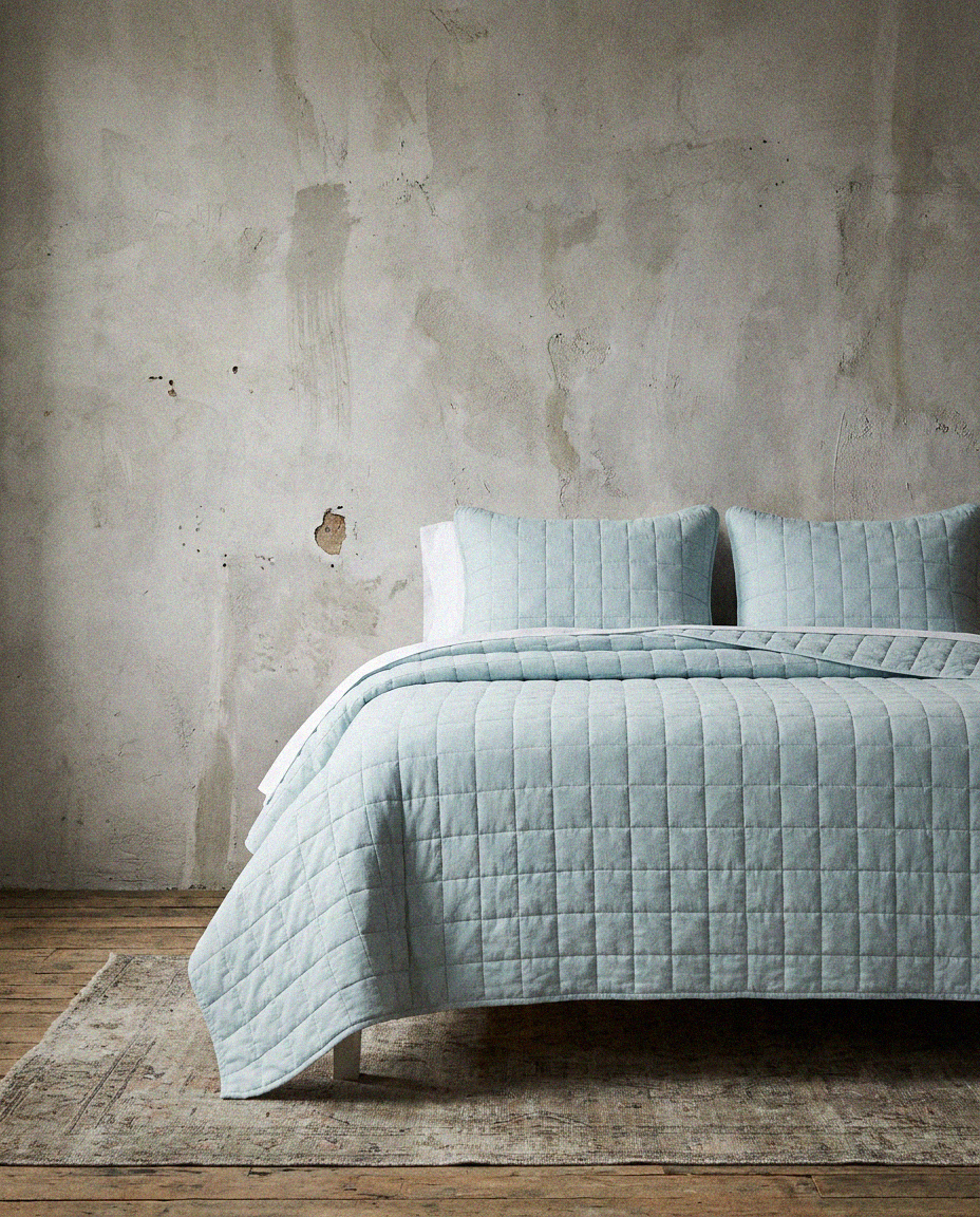 Farmhouse Coverlet Set, Light Blue Twin