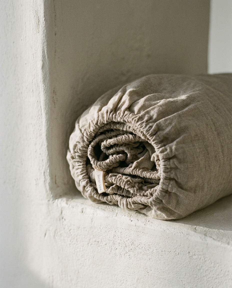Ash Linen Fitted Sheet