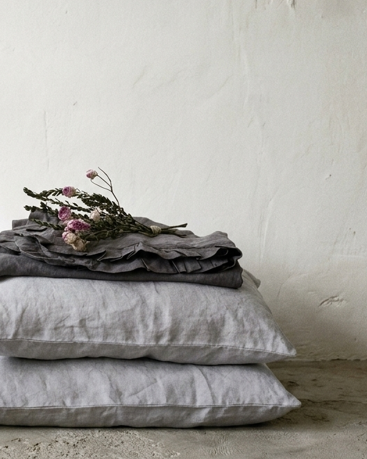 Light Gray Linen Pillowcase