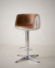 Aviator Leather Bar Stool in a bright organic modern interior