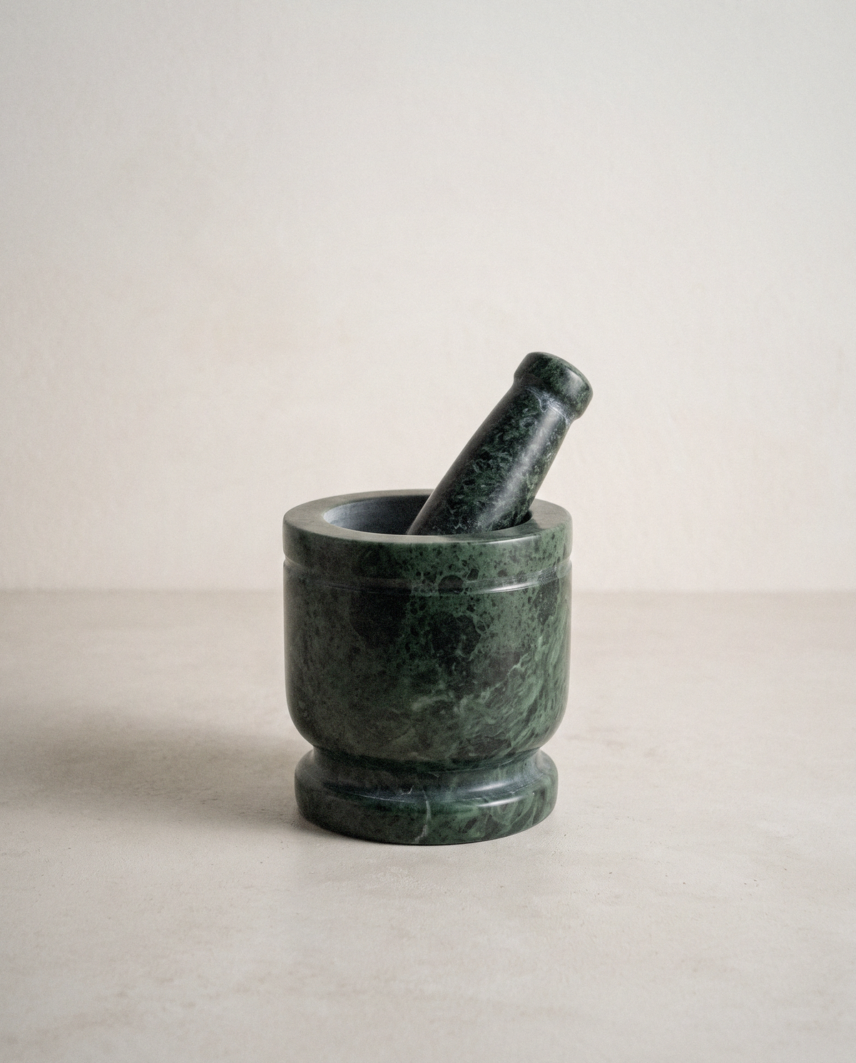 Green Marble Mortar & Pestle in a bright organic modern interior