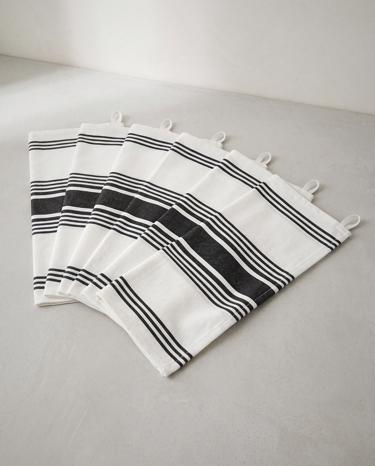Striped Kitchen Towels in a bright organic modern interior