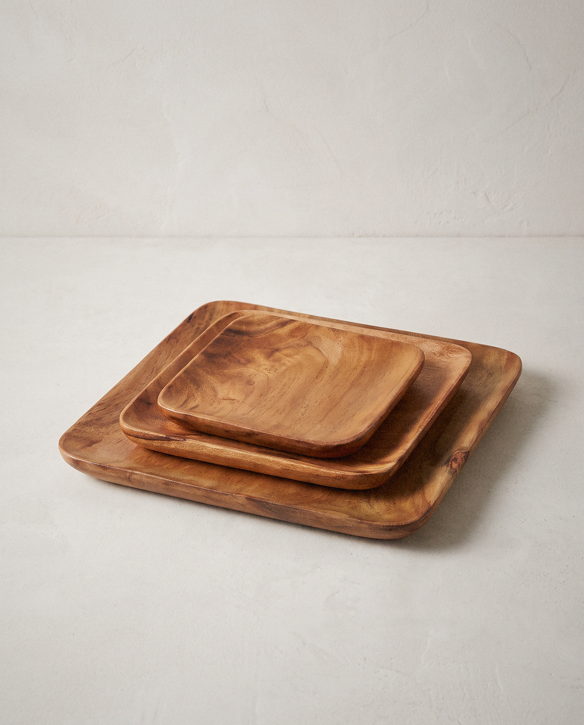 Acacia Square Plates in a bright organic modern interior