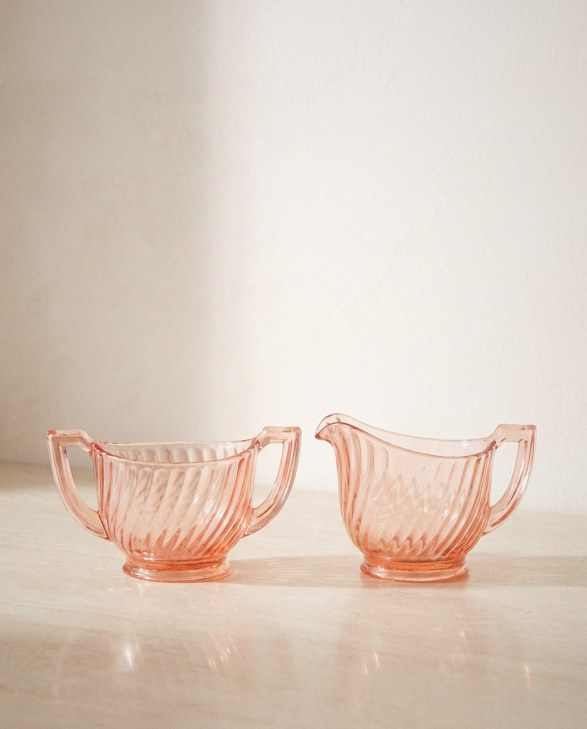 Peach Depression Glass Sugar & Creamer