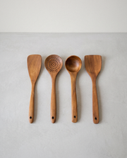 Nosara Teak Utensil Set in a bright organic modern interior