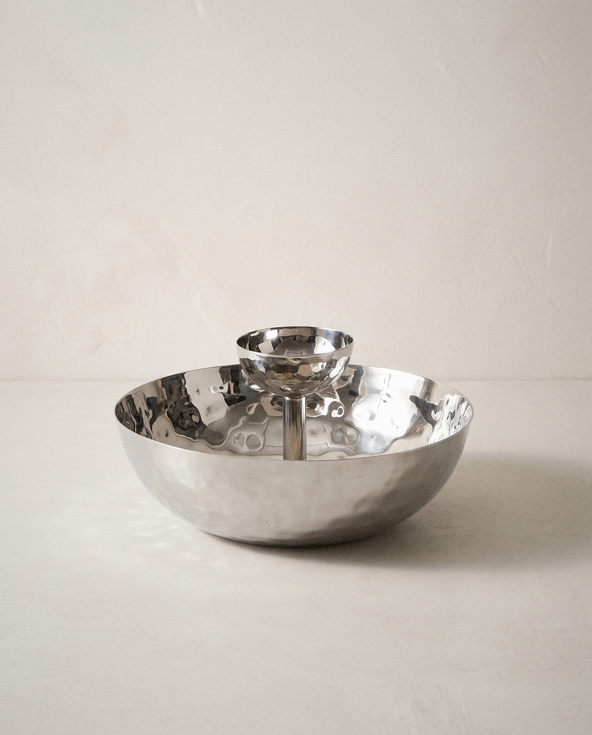 Hammered Chip & Dip Bowl in a bright organic modern interior