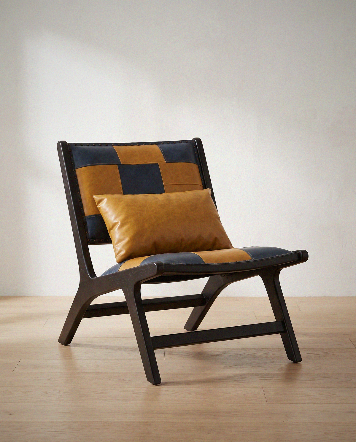 Mid-Century Boho Accent Lounge Chair in a bright organic modern interior