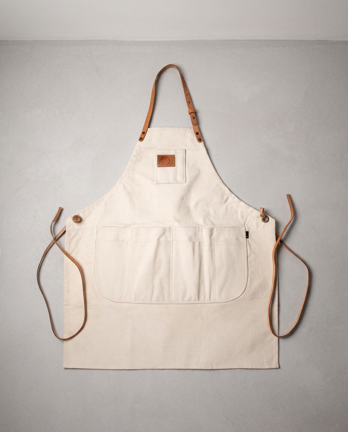 Natural Canvas Apron in a bright organic modern interior