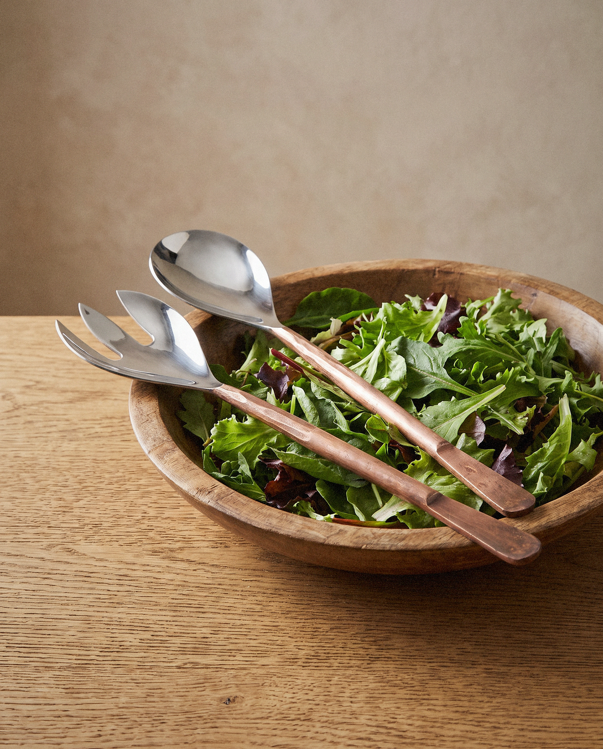 Celia Salad Servers, Set of 2 styled in a calm minimalist living space