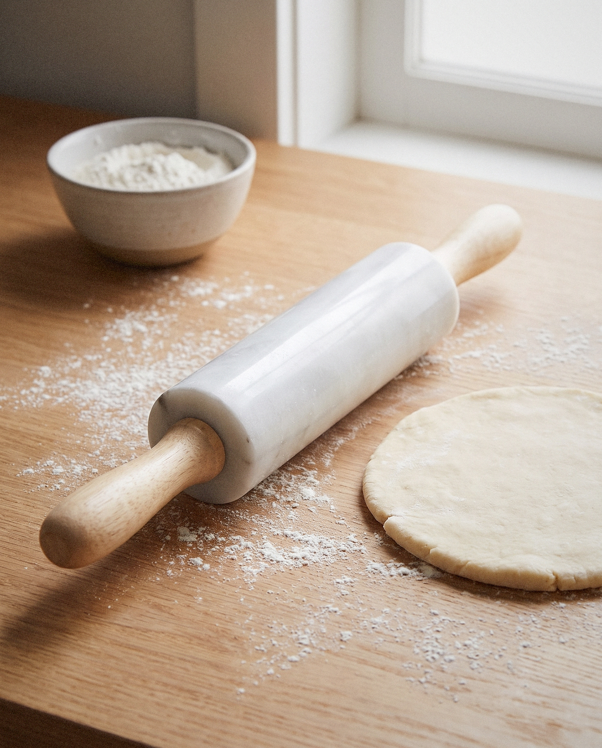 Marble Rolling Pin styled in a calm minimalist living space