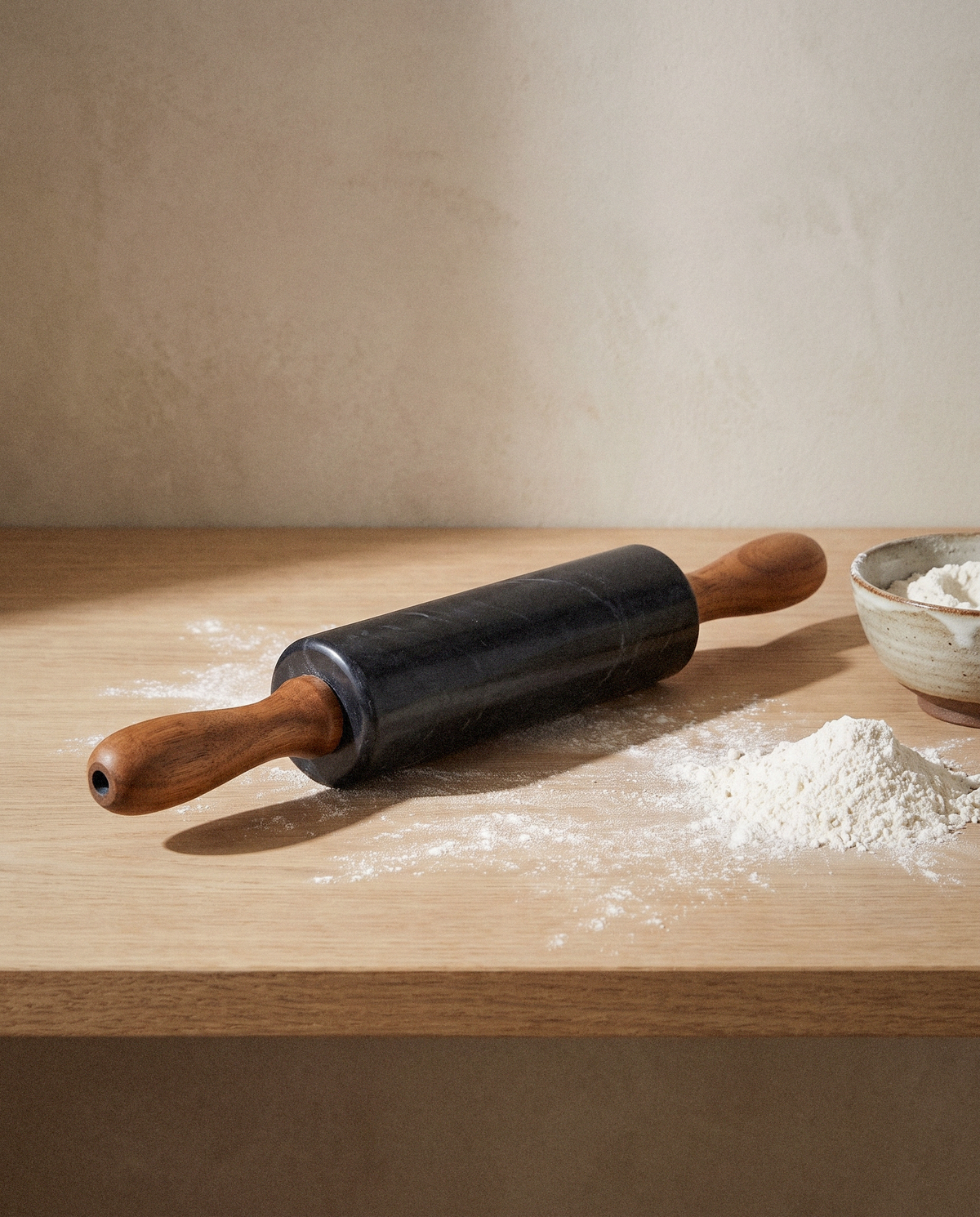 Dolce Marble Rolling Pin styled in a calm minimalist living space