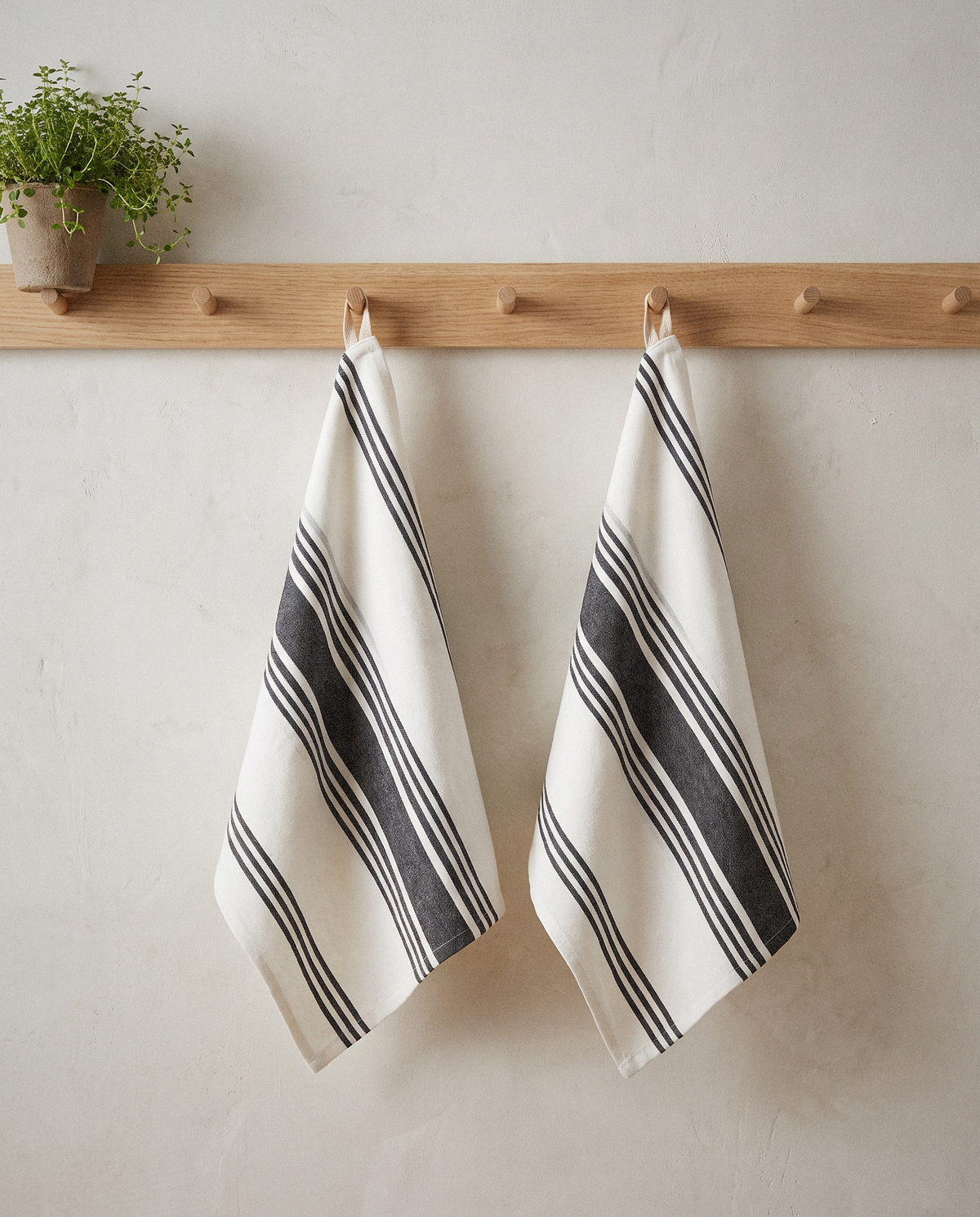 Striped Kitchen Towels styled in a calm minimalist living space