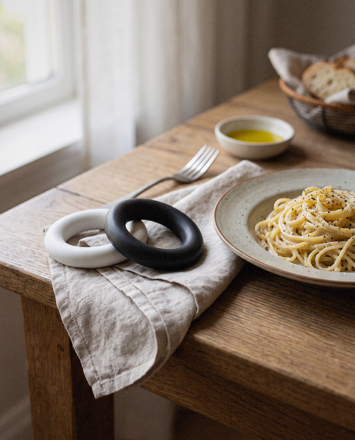 Rings Salt & Pepper Shakers styled in a calm minimalist living space