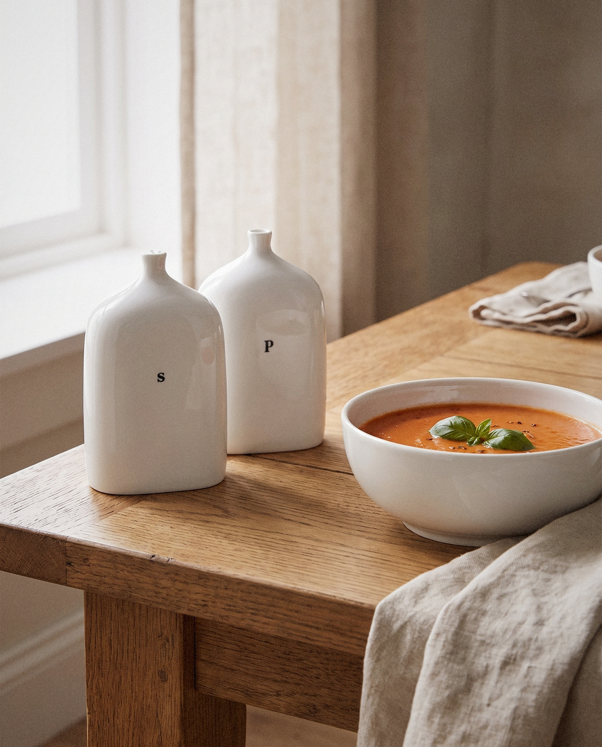Vials Salt & Pepper Shakers styled in a calm minimalist living space