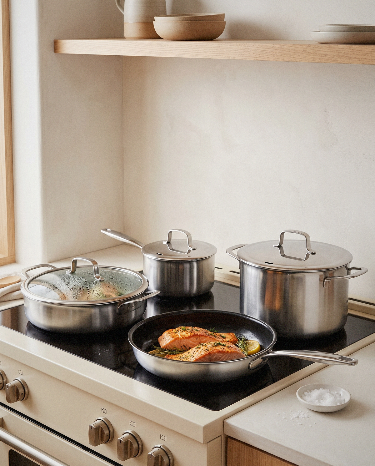 Hybrid Cookware Set, 7 Piece styled in a calm minimalist living space