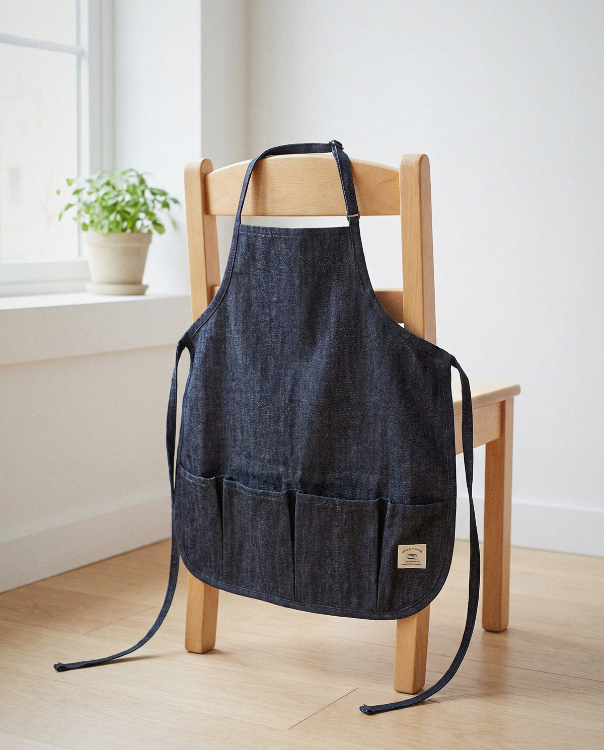 Kids Canvas Apron detail in warm natural light