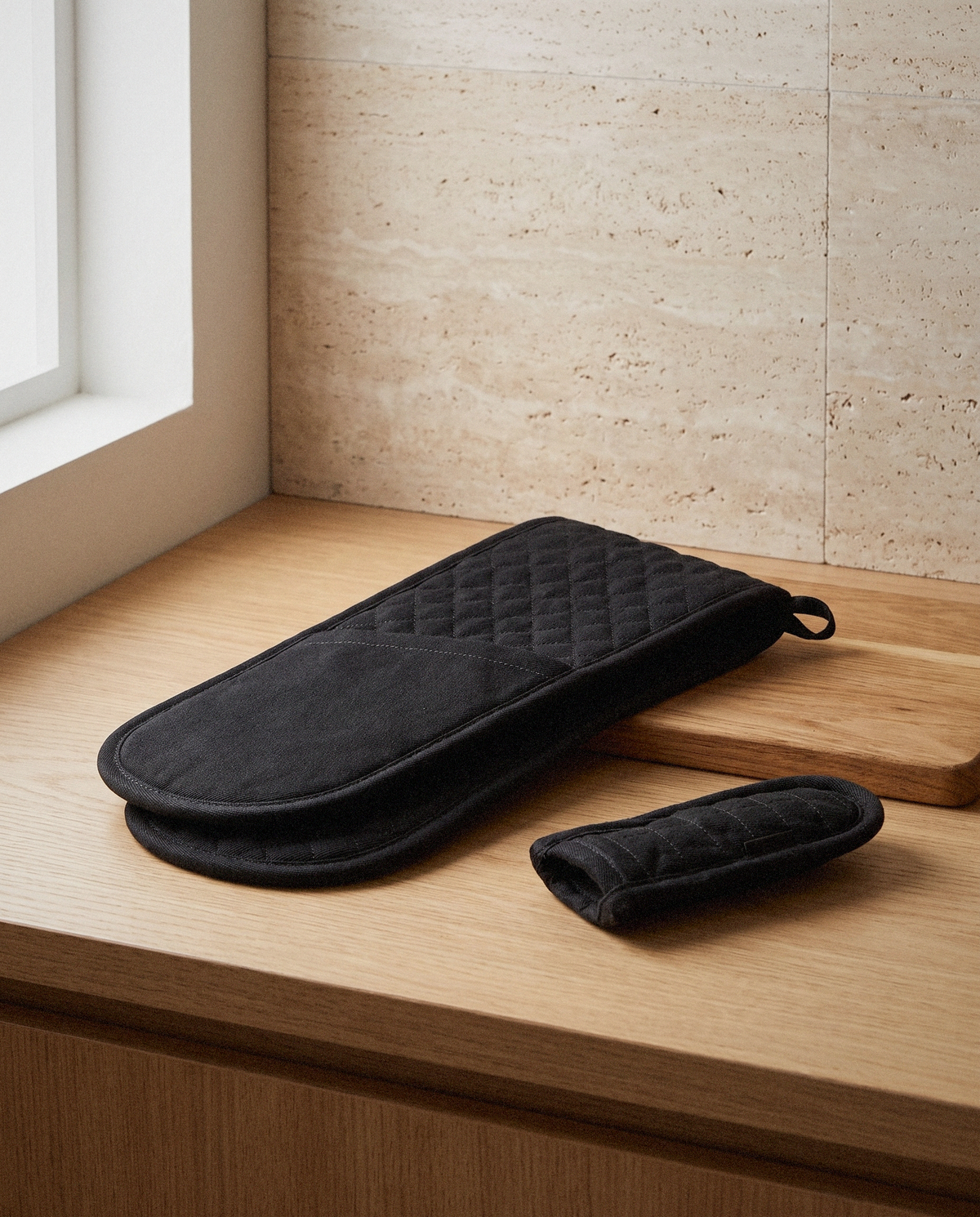Denim Pan Handle Holders Bundle in a bright organic modern interior