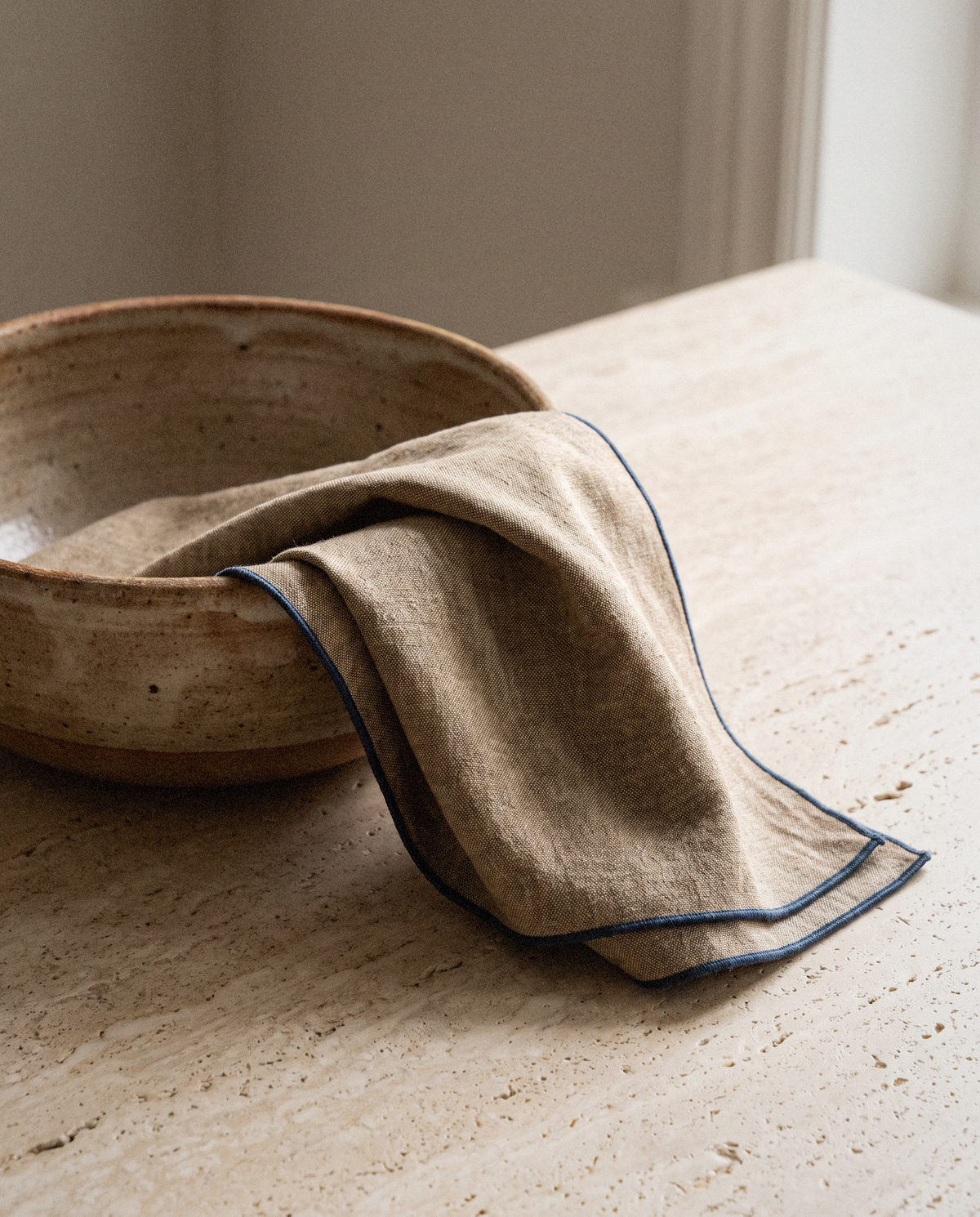 Tan Chambray Napkin in a bright organic modern interior