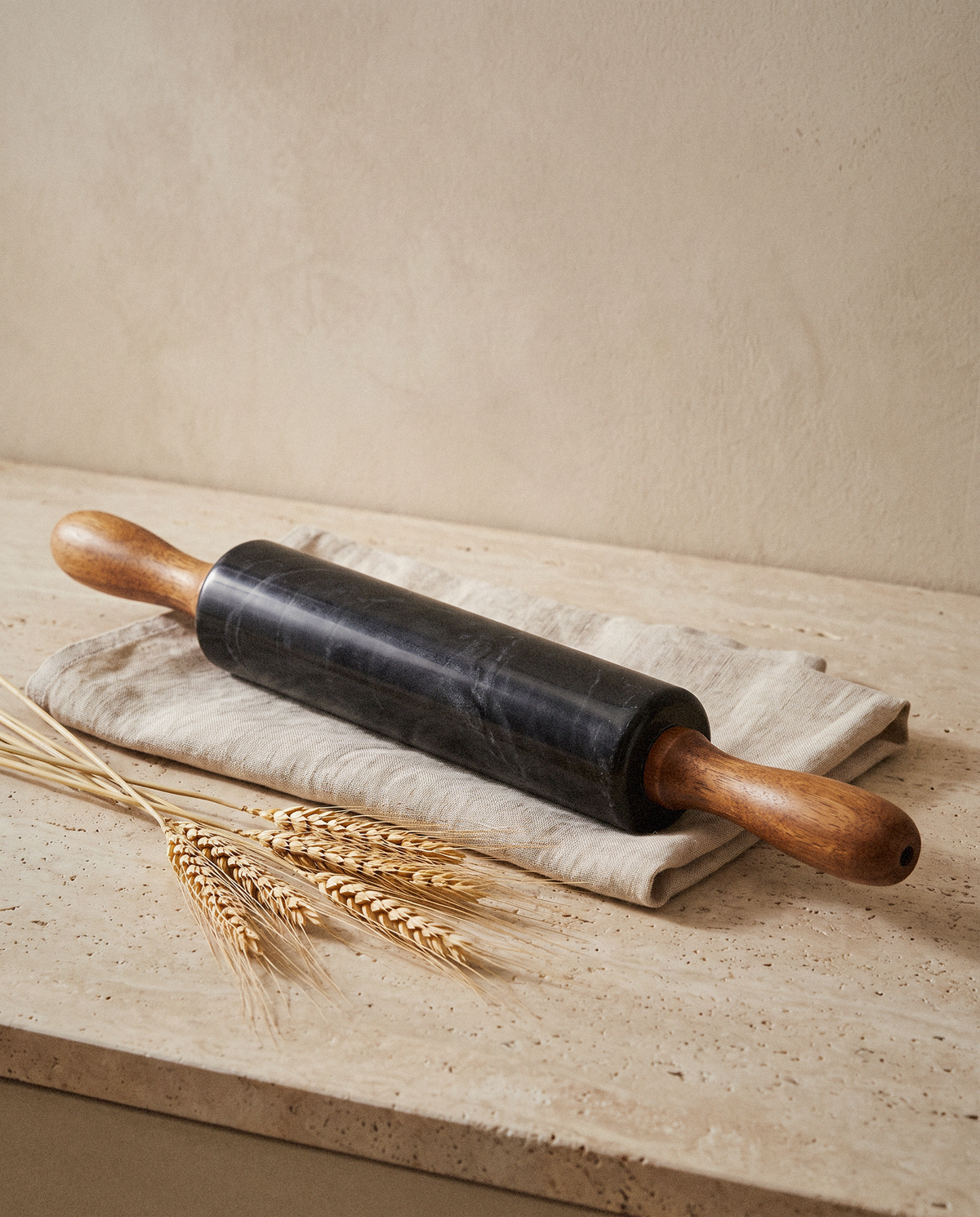 Dolce Marble Rolling Pin detail in warm natural light