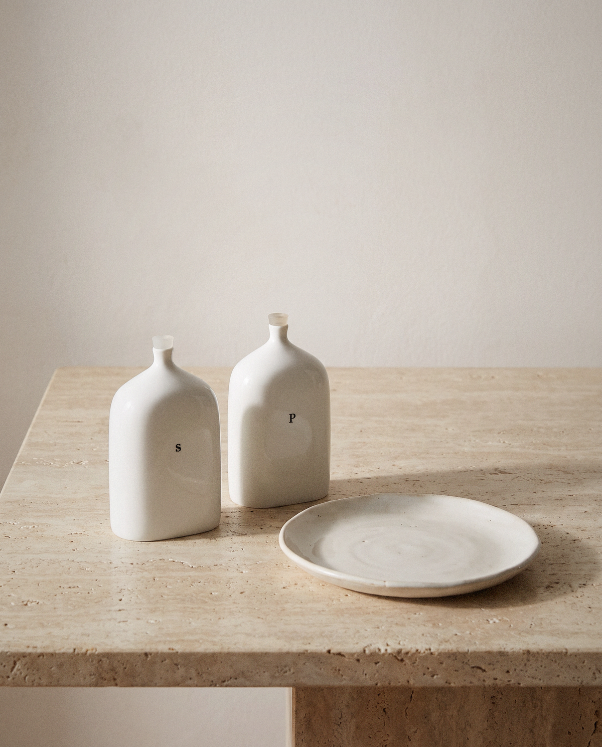 Vials Salt & Pepper Shakers detail in warm natural light