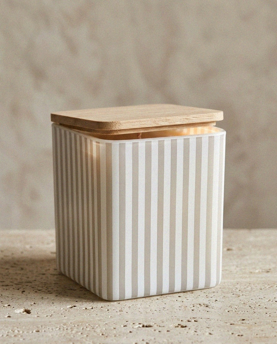 Striped Glass Candle