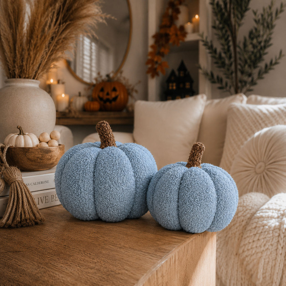 Plush Bouclé Pumpkin Pillow