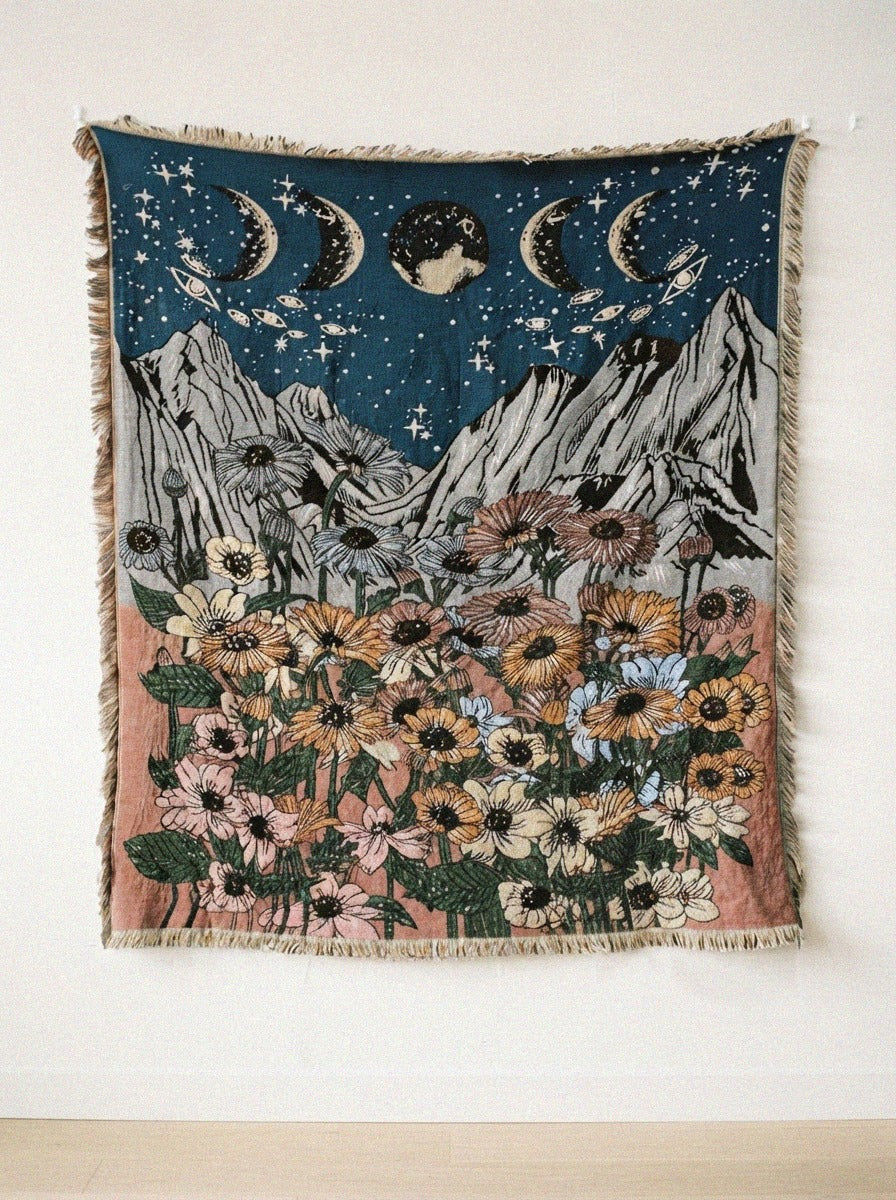 Evil Eye Cotton Throw Blanket - moon