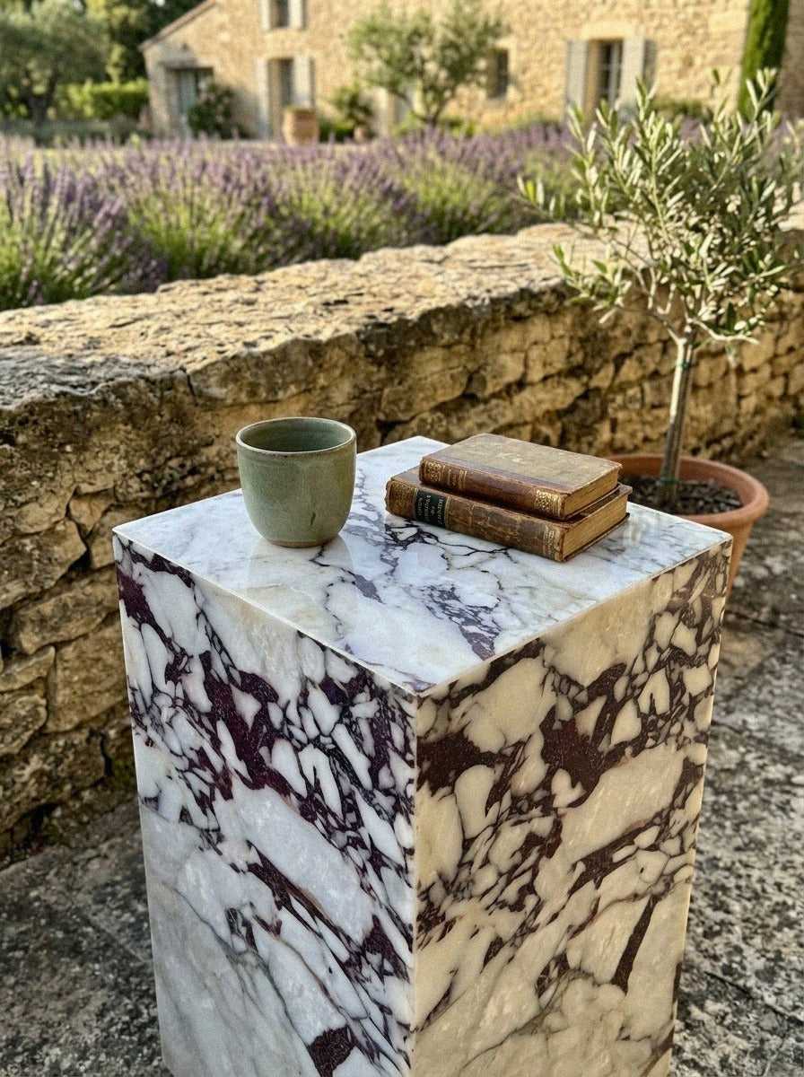 Calacatta Viola Marble Cube Table