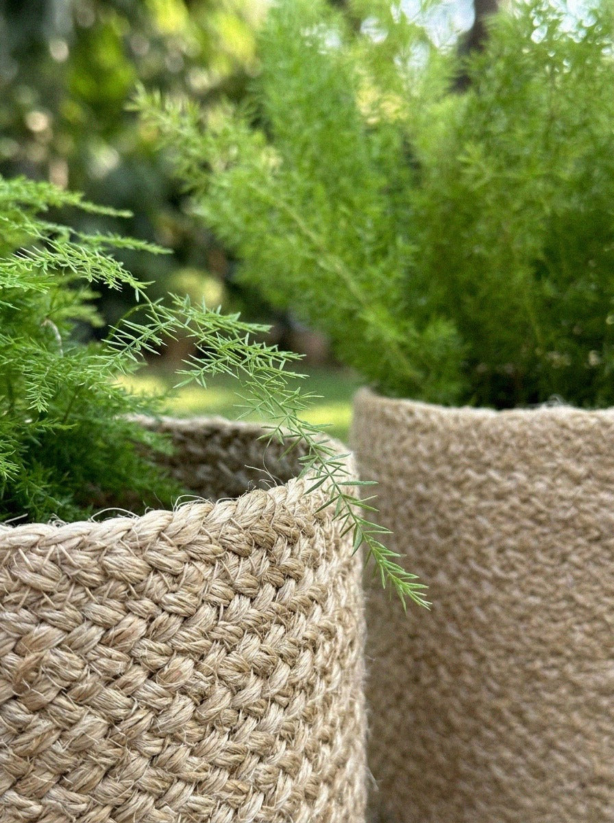 Woven Jute Planter Baskets, Set of 2