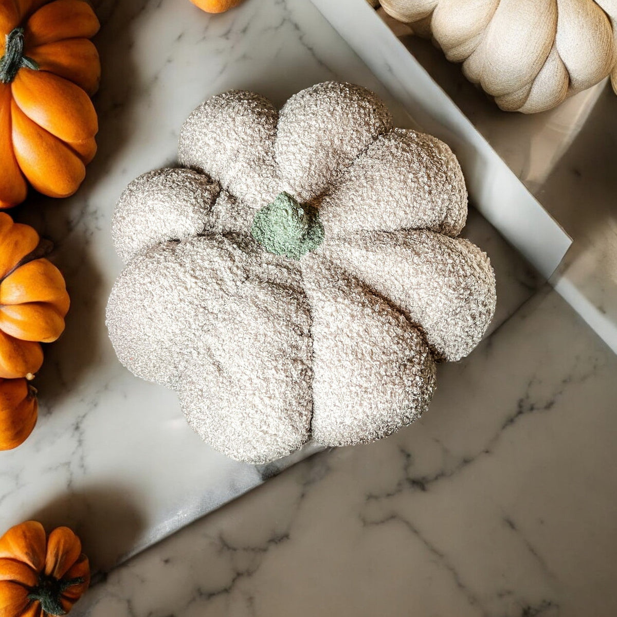 Plush Bouclé Pumpkin Pillow