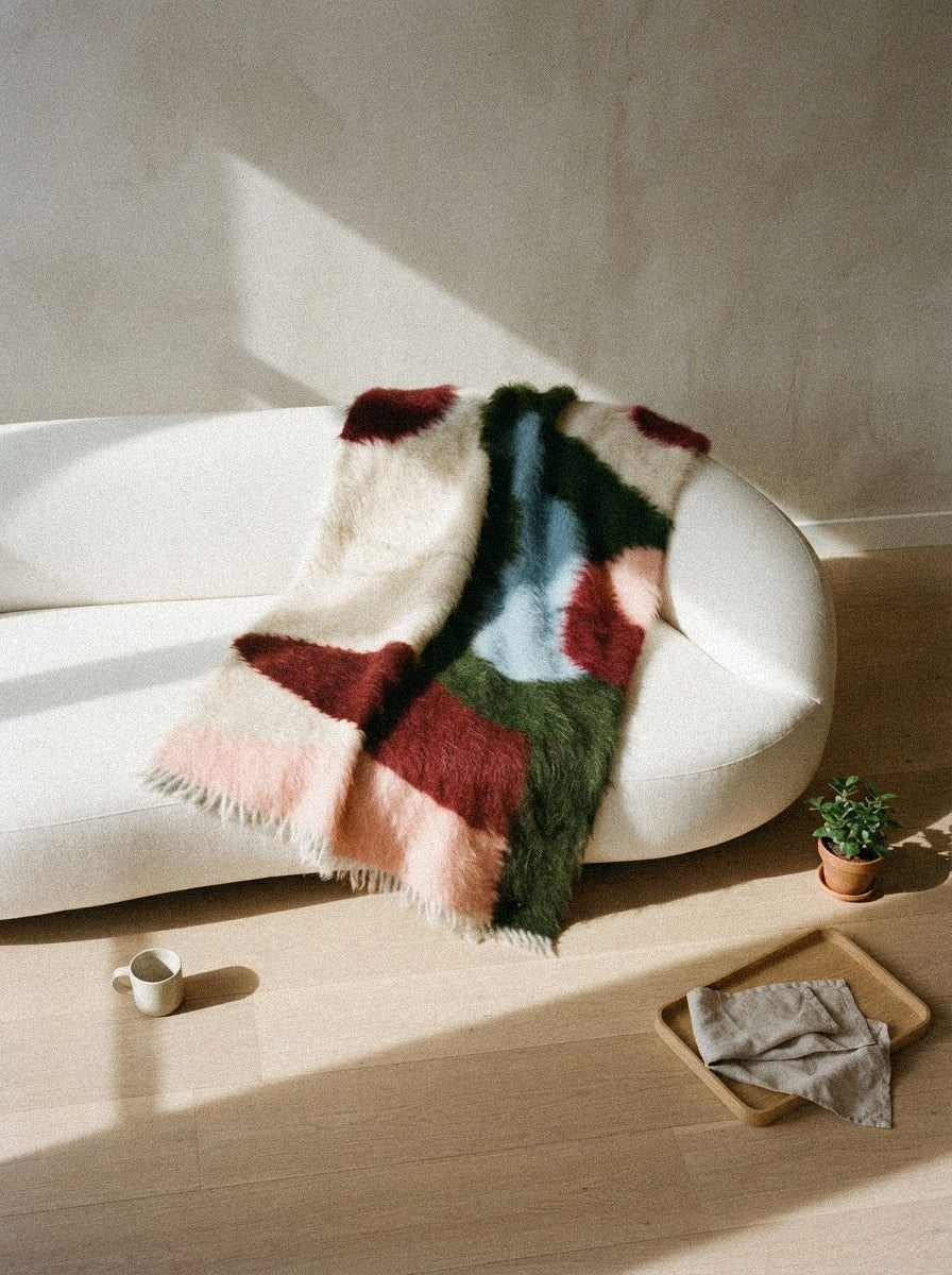 Floral Handwoven Wool Throw