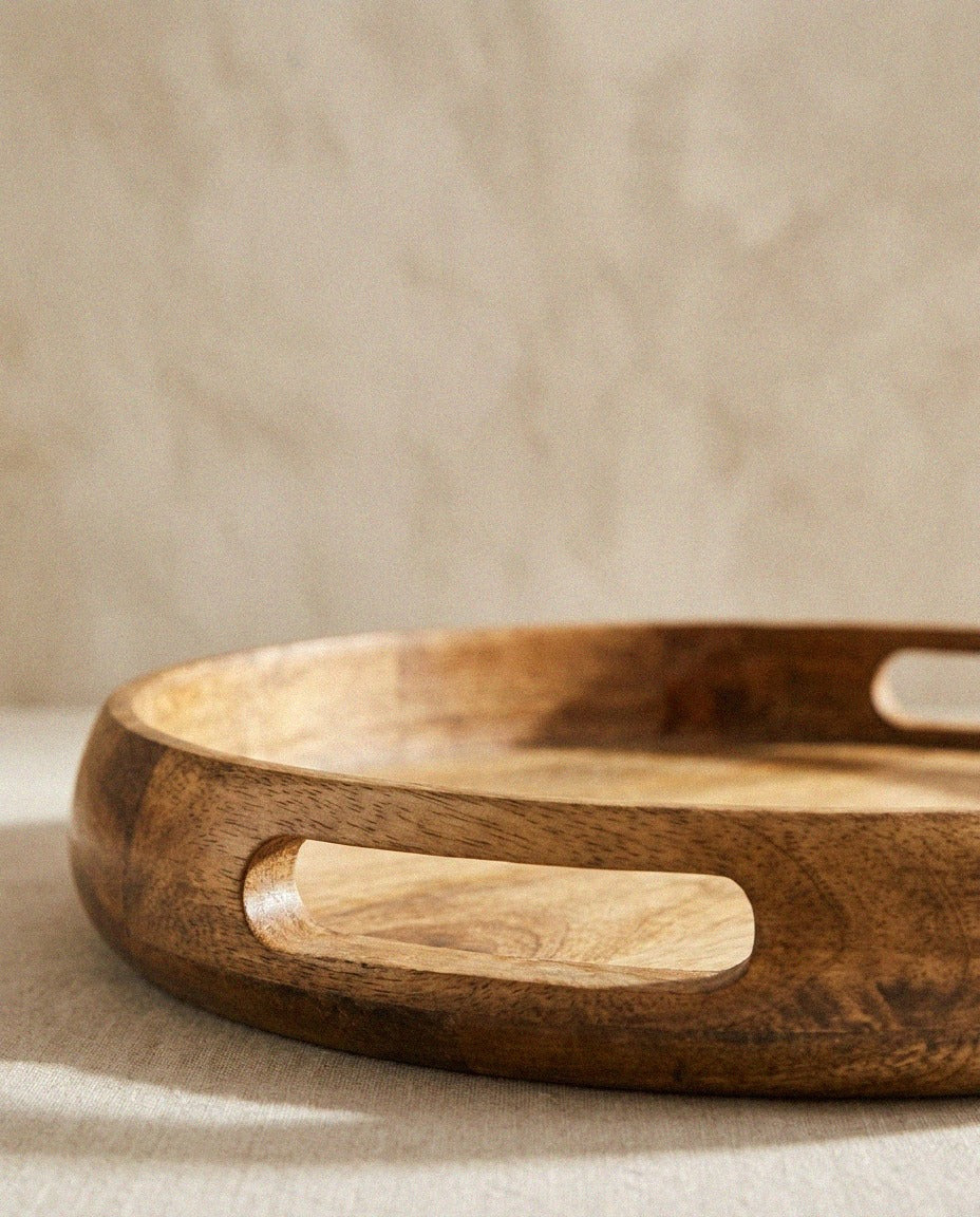 Round Mango Wood Serving Tray