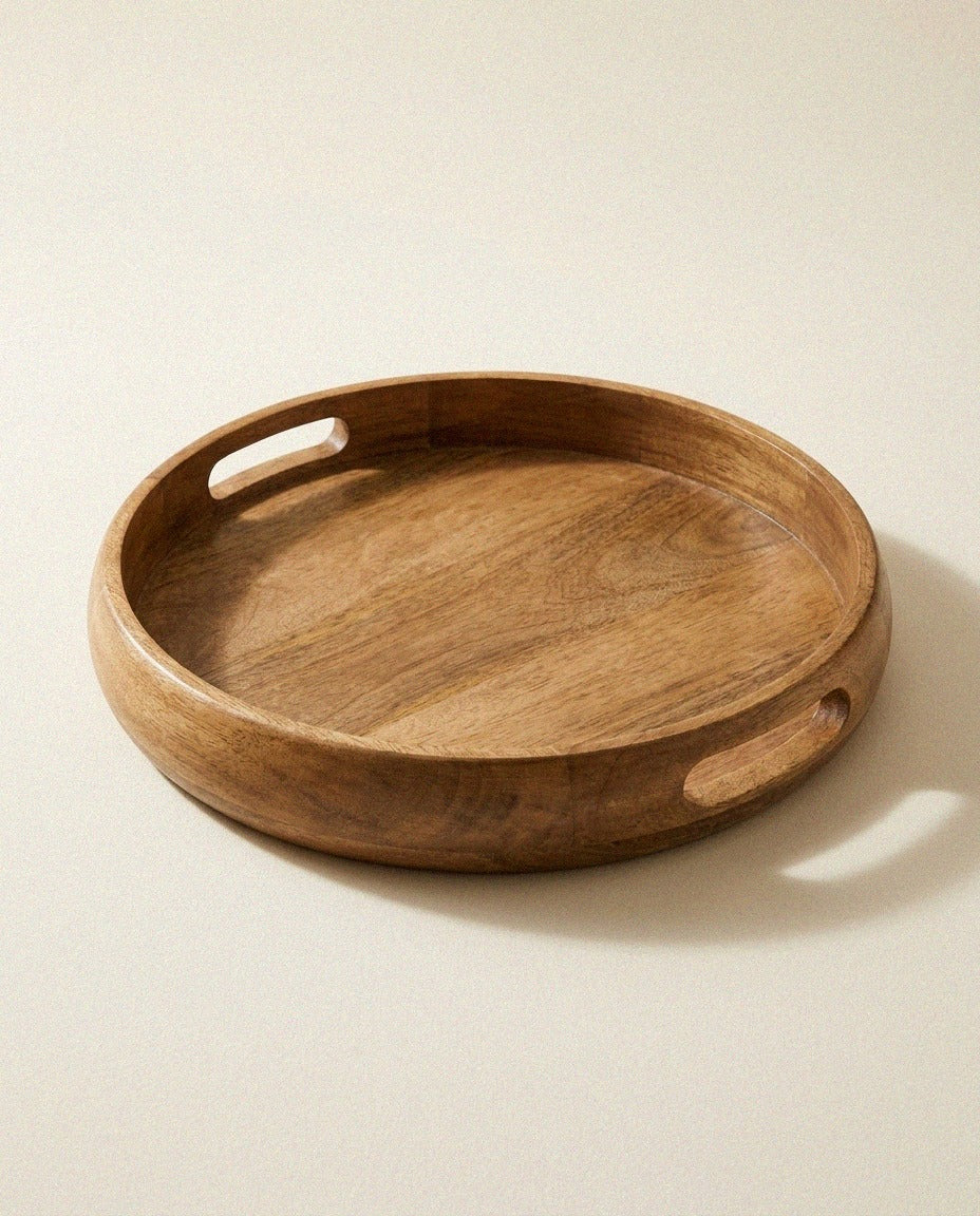 Round Mango Wood Serving Tray
