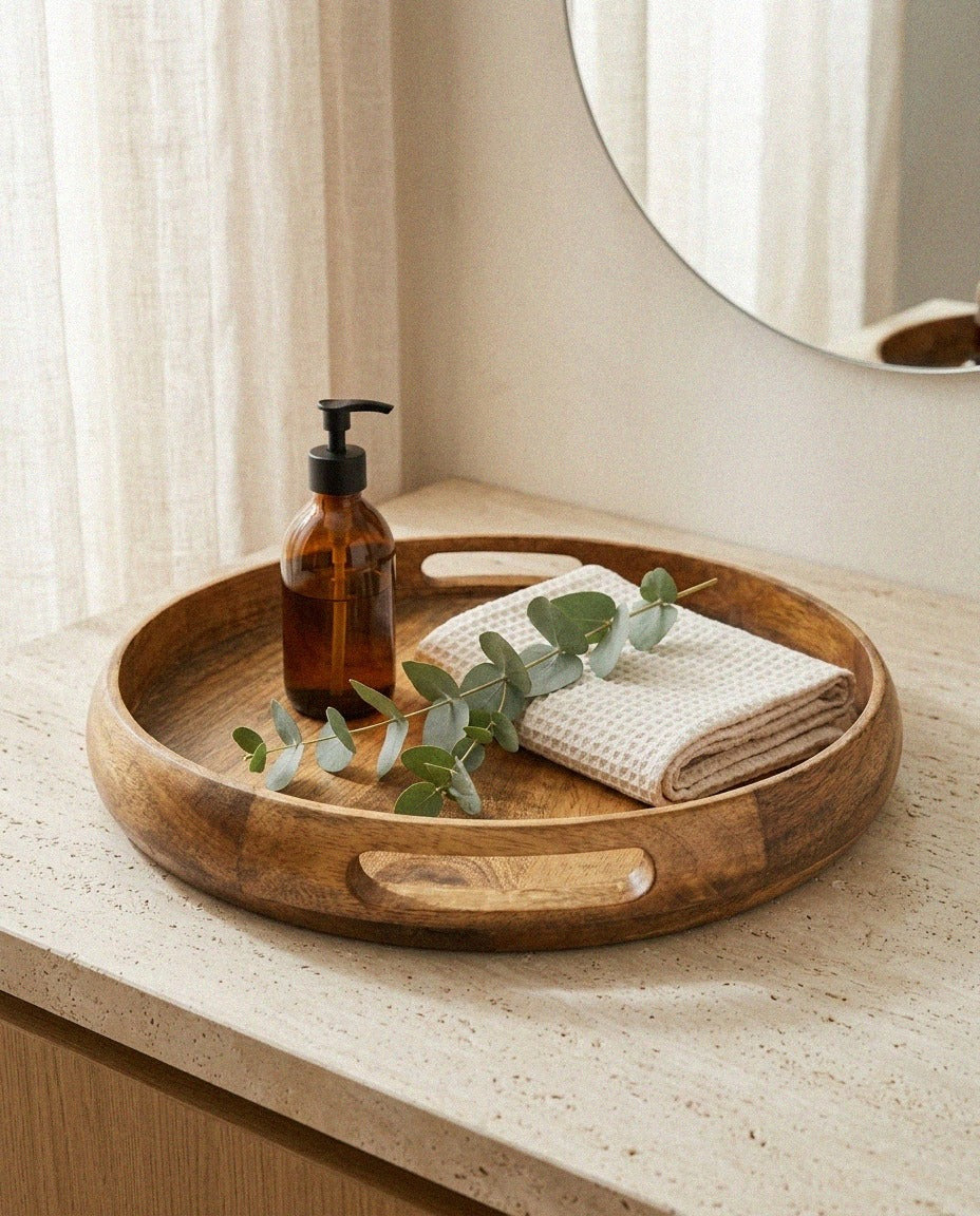 Round Mango Wood Serving Tray