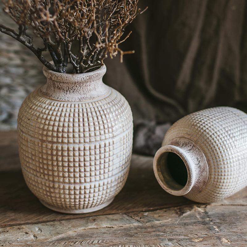 Textured White Jar Vase