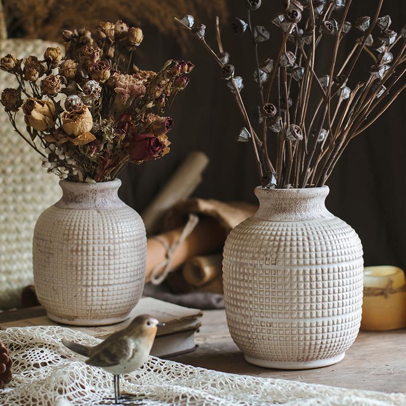 Textured White Jar Vase